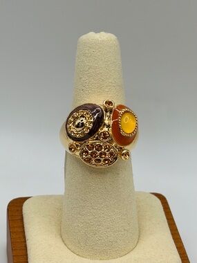 Camille Lucie Gold Abstract Owl Statement Ring